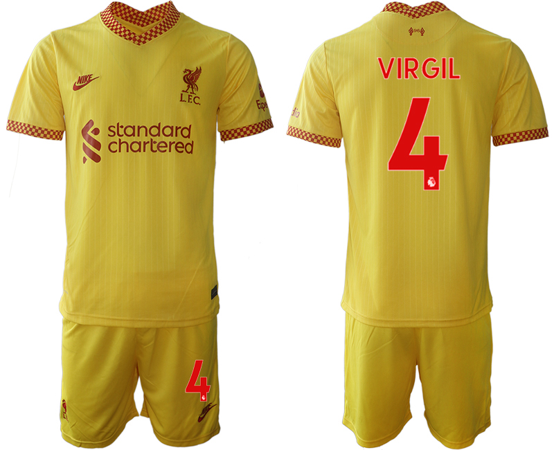 Men 2021-2022 Club Liverpool Second away yellow #4 Soccer Jersey->liverpool jersey->Soccer Club Jersey